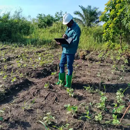 Étudiant qui travaille aux champs